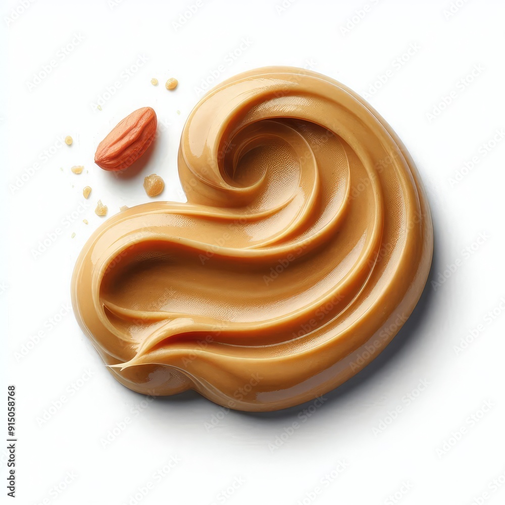 Brown Creamy peanut butter smear or spread isolated on white background Brown Creamy peanut butter smear or spread isolated on white background