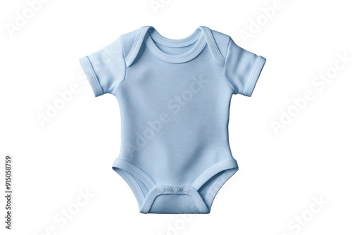 Light blue baby onesie on a transparent background. showcasing soft fabric and short sleeves. Ideal for nursery stock photos and baby apparel promotions.