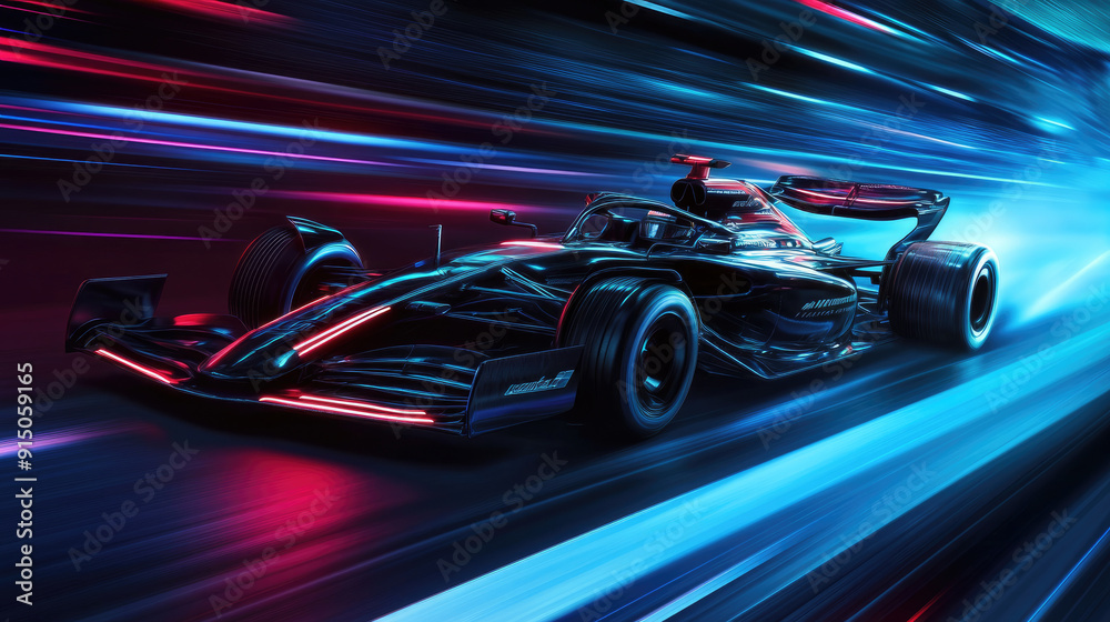 Extreme Speed Formula 1 Car Racing with Neon Lights Extreme Speed Formula 1 Car Racing with Neon Lights