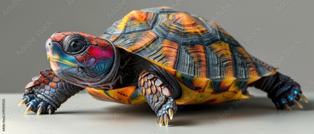 Turtle with a multicolored shell. Generative AI Turtle with a multicolored shell. Generative AI