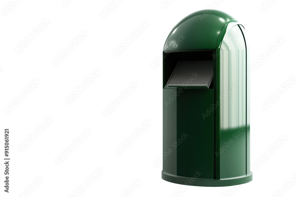 Green outdoor trash can on transparent background. suitable for public spaces, park, or street cleaning and waste management visuals. Green outdoor trash can on transparent background. suitable for public spaces, park, or street cleaning and waste management visuals.