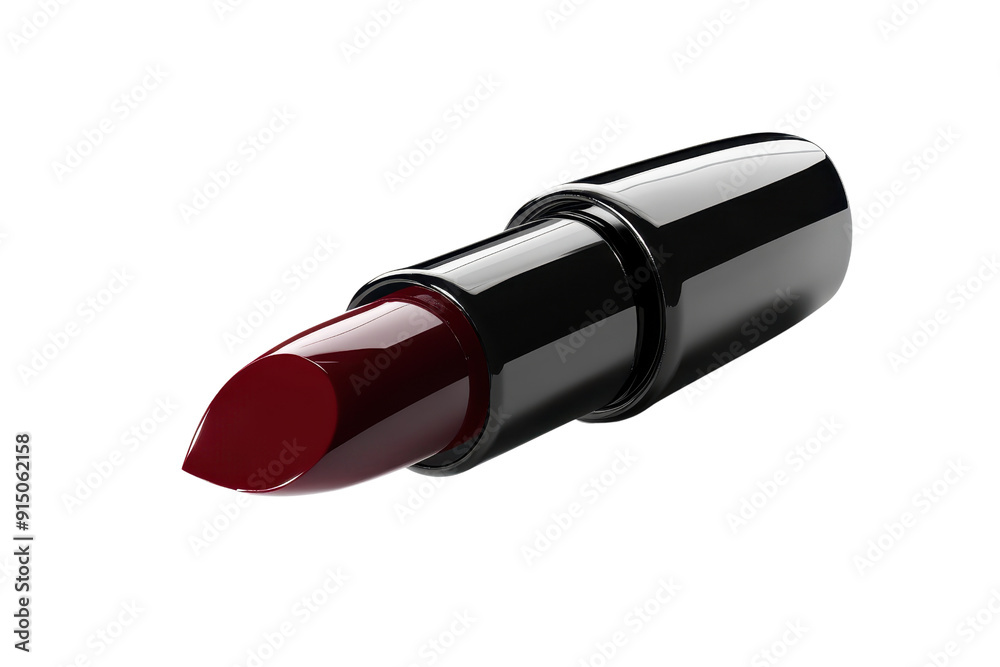 High-quality black lipstick tube open with rich red lipstick, isolated on transparent background. Perfect for beauty and makeup themes. High-quality black lipstick tube open with rich red lipstick, isolated on transparent background. Perfect for beauty and makeup themes.