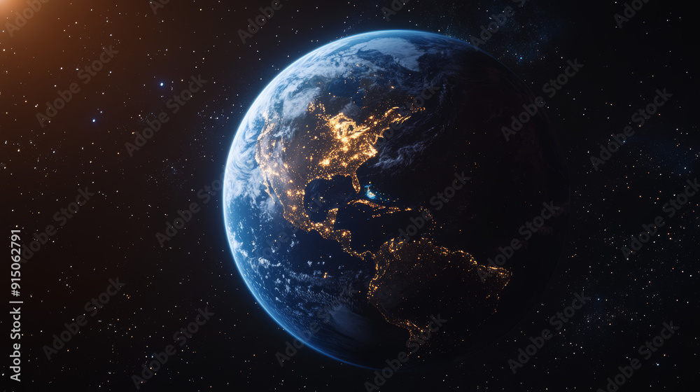A round Earth at night, shining with lights from human settlements, is floating in space. The Earth is part of the solar system. --ar 16:9 --v 6.1 Job ID: 8123a4ec-1cab-45c0-8ebc-9ac327b43f43 A round Earth at night, shining with lights from human settlements, is floating in space. The Earth is part of the solar system. --ar 16:9 --v 6.1 Job ID: 8123a4ec-1cab-45c0-8ebc-9ac327b43f43