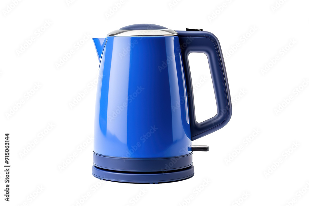 Vibrant Blue Electric Kettle on a White Background Perfect for Home Kitchens on Transparent PNG Background.. Vibrant Blue Electric Kettle on a White Background Perfect for Home Kitchens on Transparent PNG Background..