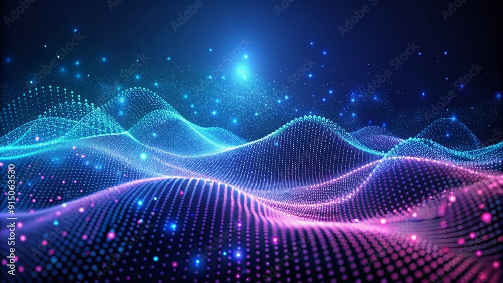 Abstract Digital Landscape A 3D Render of Glowing Particles, Blue and Purple Hues, Futuristic, Cyberspace, Technology, Network, AI Abstract Digital Landscape A 3D Render of Glowing Particles, Blue and Purple Hues, Futuristic, Cyberspace, Technology, Network, AI