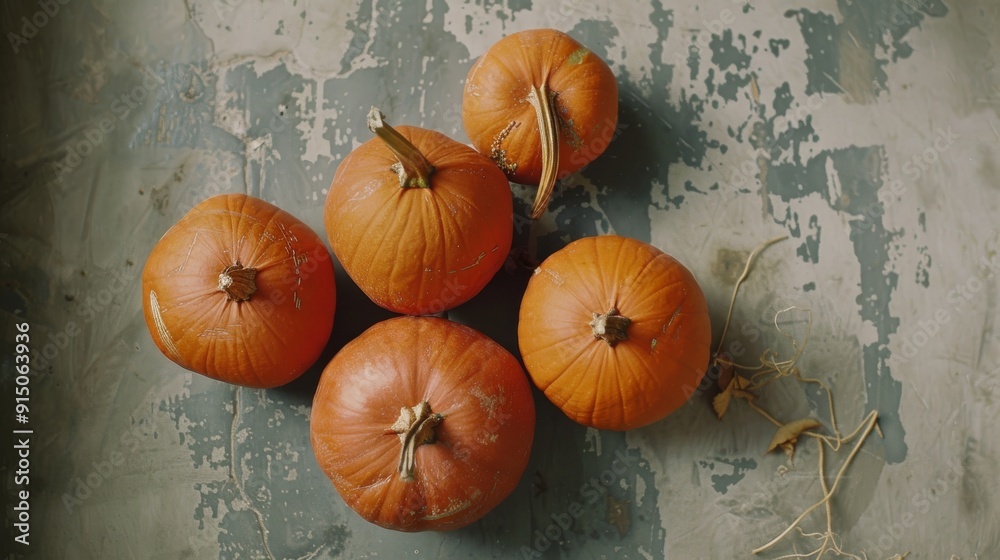 A rustic setup with assorted pumpkins on a weathered wooden surface, embodying the essence of autumn. A rustic setup with assorted pumpkins on a weathered wooden surface, embodying the essence of autumn.