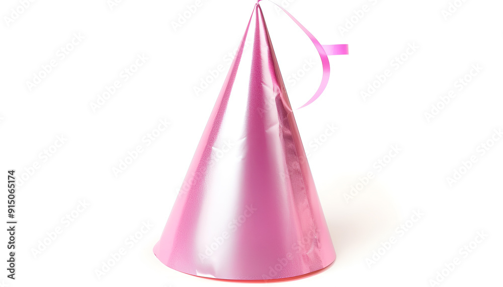 One pink party hat isolated on white One pink party hat isolated on white