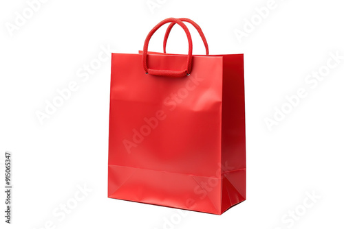 Bright Red Shopping Bag Filled With Holiday Gifts in a Cozy Living Room on Transparent PNG Background..