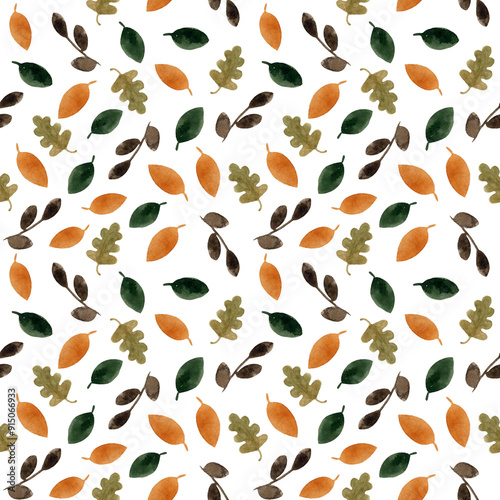 Foto Watercolor seamless pattern of colorful leaves
