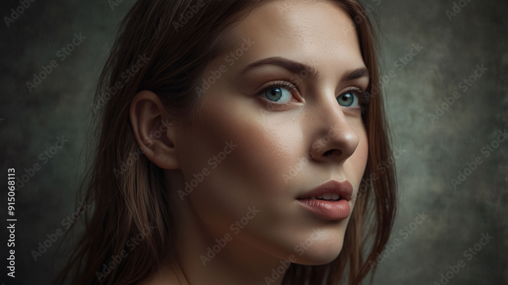 Artistic Close-up Profile Portrait of Young Woman with Blue Eyes and Natural Beauty Artistic Close-up Profile Portrait of Young Woman with Blue Eyes and Natural Beauty