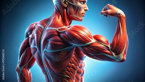 Wallpaper Mural Human Muscle Anatomy - 3D Render - Detailed Representation of Muscles - Fitness, Anatomy, Health, Bodybuilding, Strength Torontodigital.ca