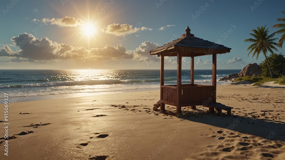 summer beach landscape sunset generate ai summer beach landscape sunset generate ai