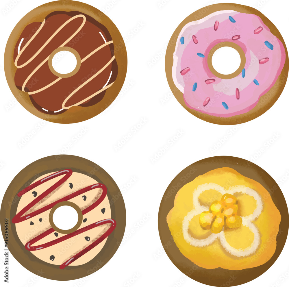 Fototapeta premium set of donuts isolated