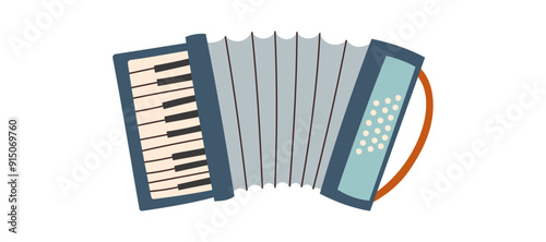 Accordion musical instrument isolated on a white background. Oktoberfest concept. Music concept. 
