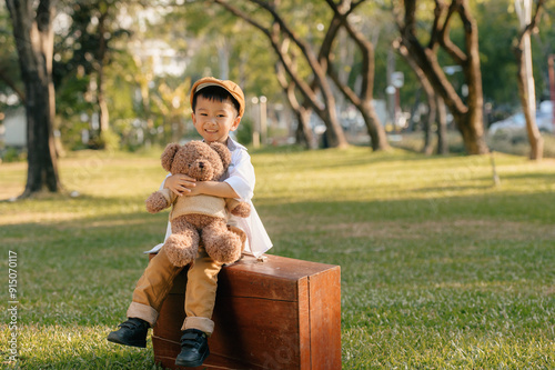 Portrait of Happy Asian boy in the park