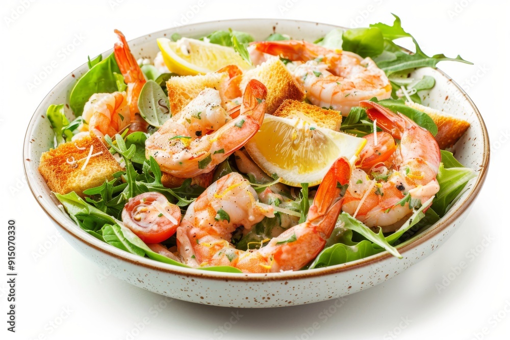 Caesar Salad, Cesar Salat or Barbecue Shrimps Ceasar with Green Lettuce, Grated Parmesan Cheese Caesar Salad, Cesar Salat or Barbecue Shrimps Ceasar with Green Lettuce, Grated Parmesan Cheese
