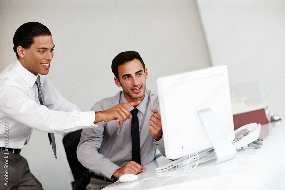 Business people, employee and mentor with computer in office, research and discussion for data analysis. Career, men or accountant with auditor for helping, training and desktop for online evaluation Business people, employee and mentor with computer in office, research and discussion for data analysis. Career, men or accountant with auditor for helping, training and desktop for online evaluation