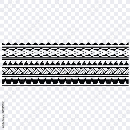 Polynesian tattoo tribal band design. Samoan tattoo tribal border. Decorative seamless pattern.