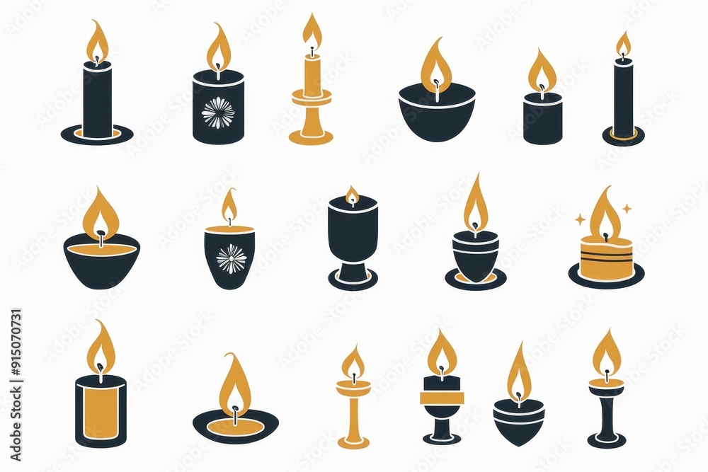 Candle icon, paraffin decoration, flat minimal candlelight symbol, relax aroma candle decoration Candle icon, paraffin decoration, flat minimal candlelight symbol, relax aroma candle decoration