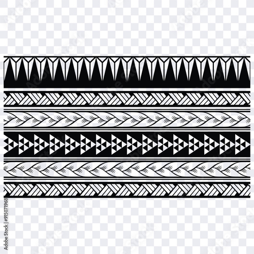 Polynesian tattoo tribal band design. Samoan tattoo tribal border. Decorative seamless pattern.