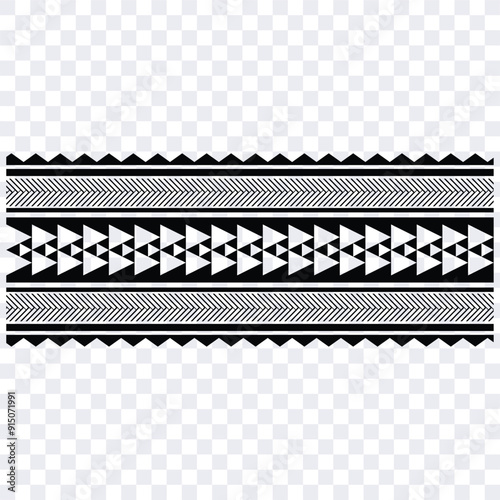 Polynesian tattoo tribal band design. Samoan tattoo tribal border. Decorative seamless pattern.