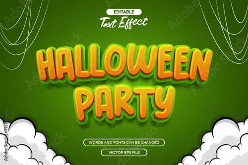 Halloween party editable text effect vector