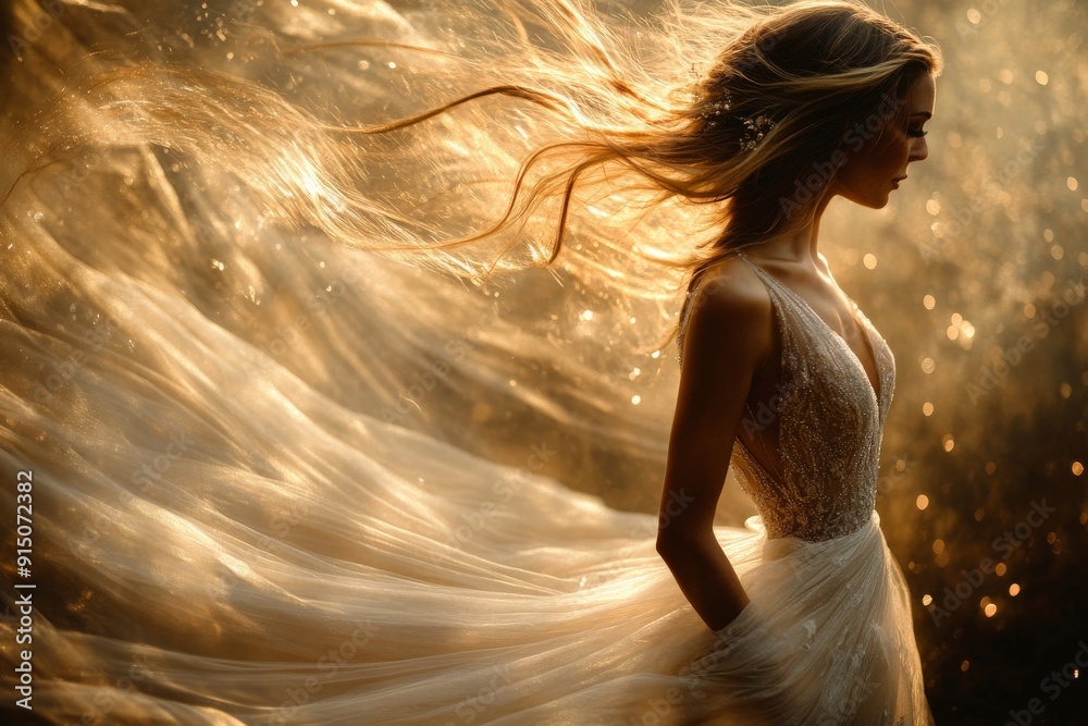 A wedding where the bride and groom are twirling in a dance. Generative AI A wedding where the bride and groom are twirling in a dance. Generative AI