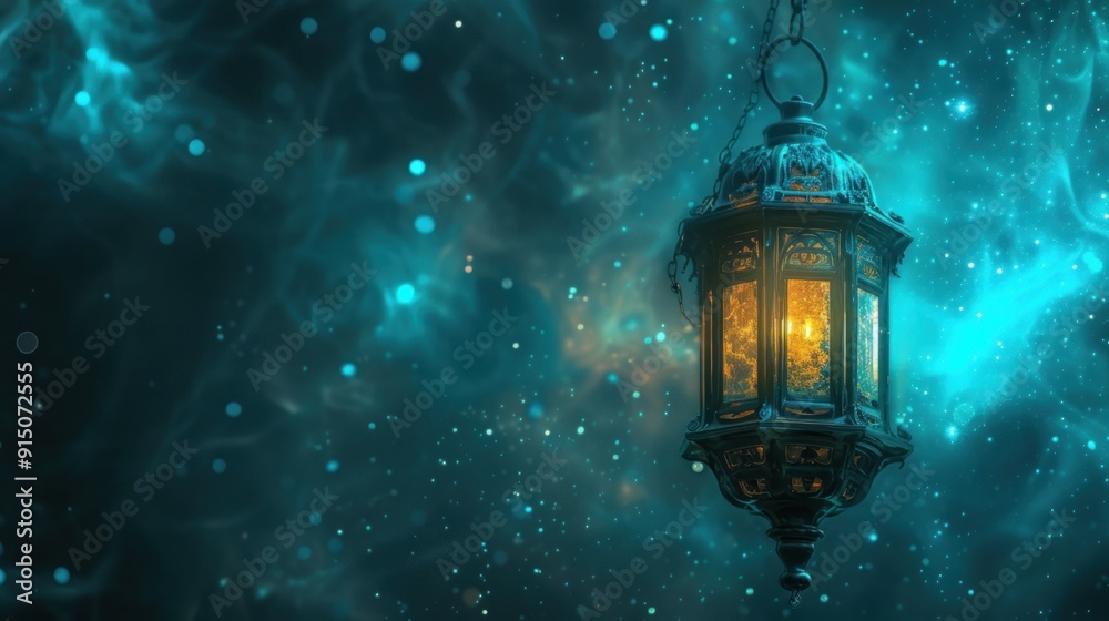 Glowing Lantern with a Mystical Background. Glowing Lantern with a Mystical Background.