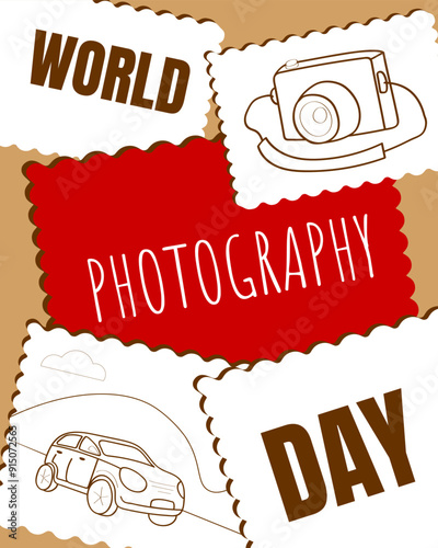 World Photography Day poster retro style with collage of pictures