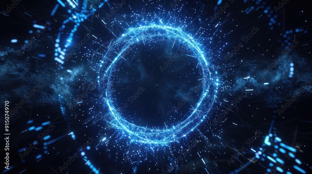 Obraz premium Abstract Blue Light Ring in Space