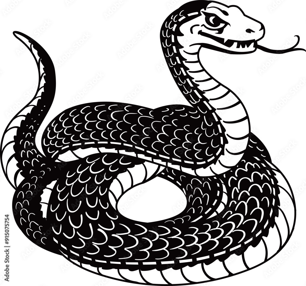 Naklejka premium 白黒の蛇
