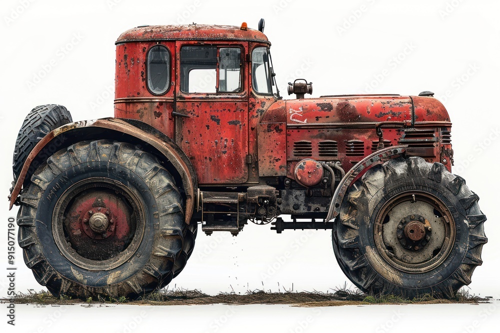 Rusty Red Tractor with Large Wheels Rusty Red Tractor with Large Wheels