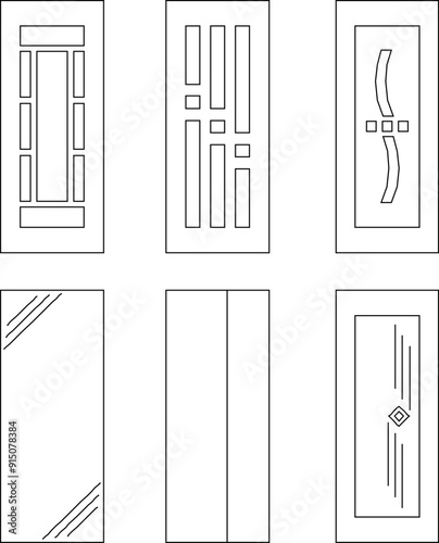 Vector illustration sketch of modern abstract door detail design silhouette for minimalist house building