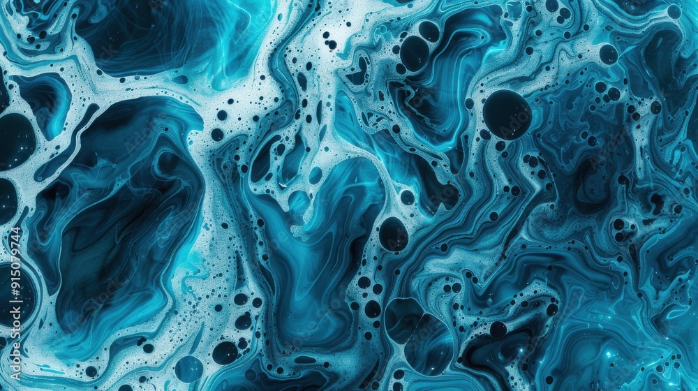 Abstract Blue Liquid with Swirls and Bubbles. Abstract Blue Liquid with Swirls and Bubbles.