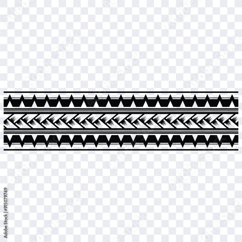 Polynesian tattoo tribal band design. Samoan tattoo tribal border. Decorative seamless pattern.