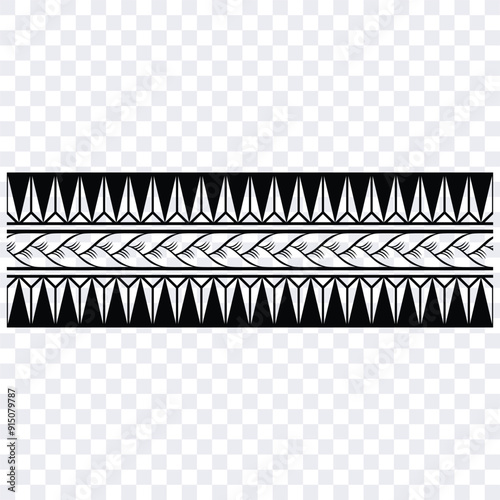 Polynesian tattoo tribal band design. Samoan tattoo tribal border. Decorative seamless pattern.