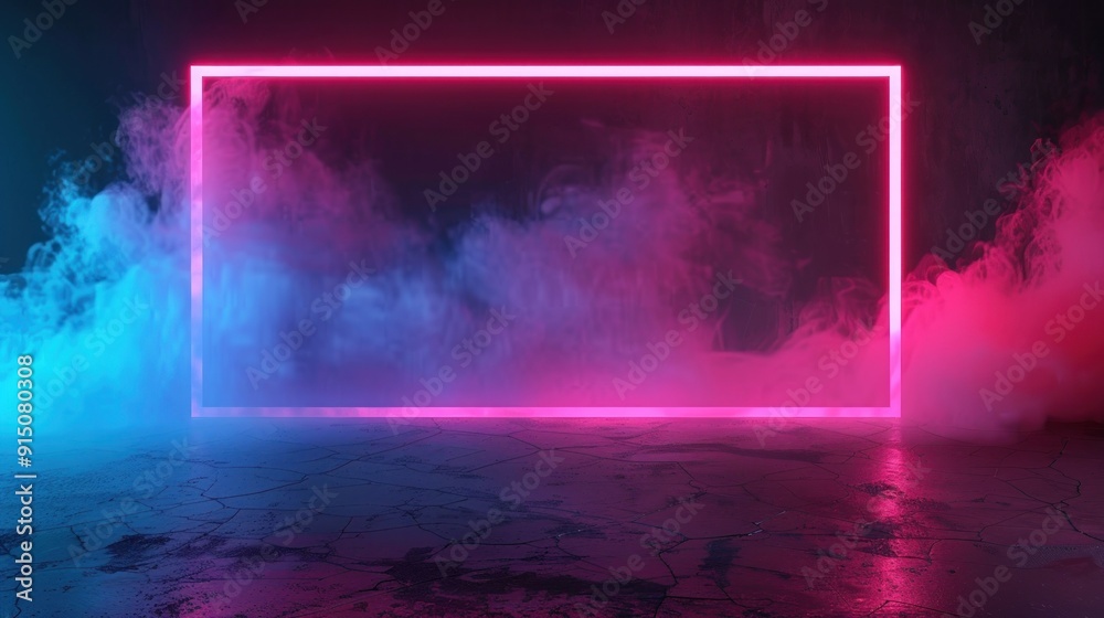 Neon Glowing Frame with Smoke Effect Neon Glowing Frame with Smoke Effect