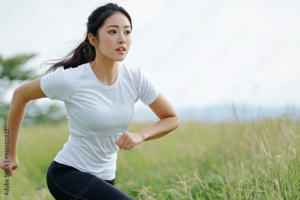 Japanese fitness person woman exercising workout as healthy lifestyle Japanese fitness person woman exercising workout as healthy lifestyle