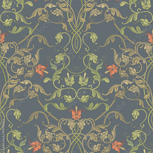 Retro seamless  pattern. Floral classic ornament. 
