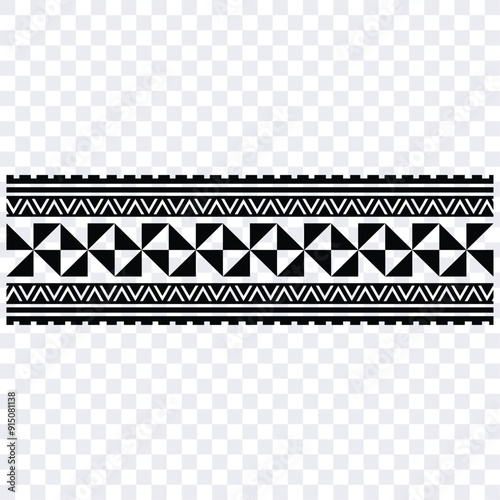 Polynesian tattoo tribal band design. Samoan tattoo tribal border. Decorative seamless pattern.