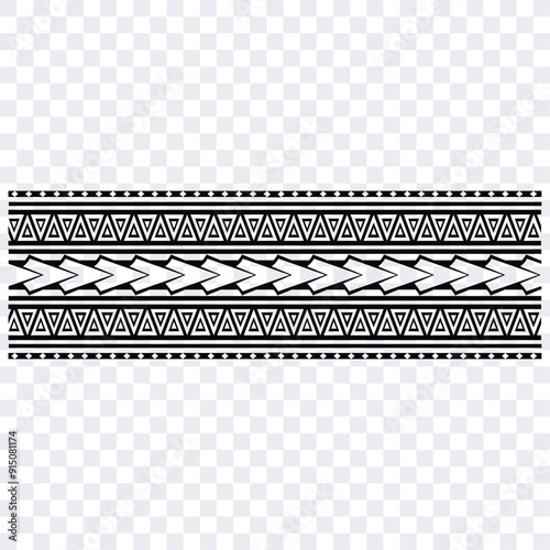 Polynesian tattoo tribal band design. Samoan tattoo tribal ornament border. Decorative seamless pattern.