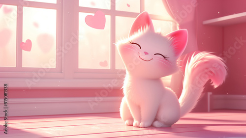 Cartoon pink cat illustration