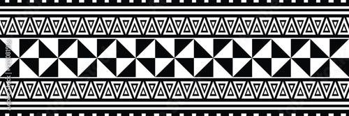 Polynesian tattoo tribal band design. Samoan tattoo tribal ornament border. Decorative seamless pattern.