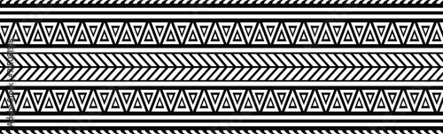 Polynesian tattoo tribal band design. Samoan tattoo tribal ornament border. Decorative seamless pattern.