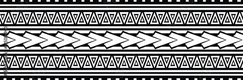 Polynesian tattoo tribal band design. Samoan tattoo tribal ornament border. Decorative seamless pattern.