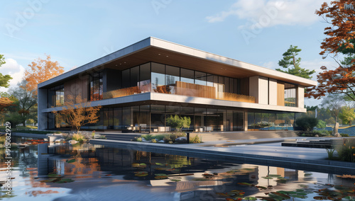 3D Outdoor Modern Villa Architecture 3D Scene