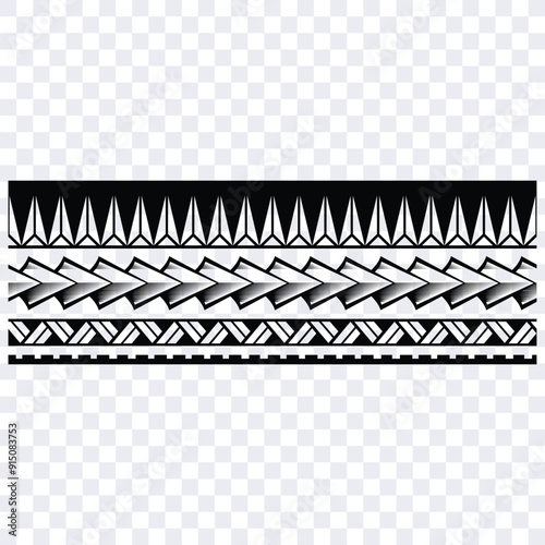 Polynesian tattoo tribal band design. Samoan tattoo tribal border. Decorative seamless pattern.