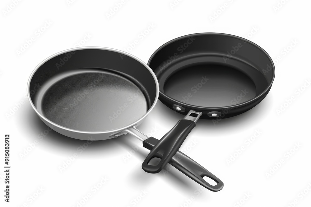 Frying pan icon, empty nonstick cookware sign, non stick symbol skillet, saucepan emblem, pan isolated