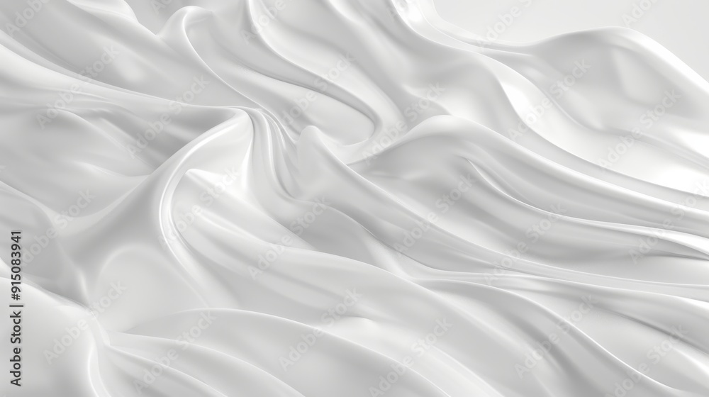 Fototapeta premium Elegant White Fabric Folds Close-Up.