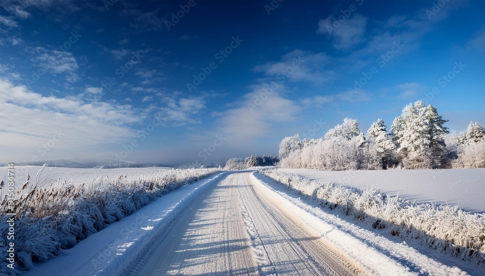 Snow-covered country road Snow-covered country road